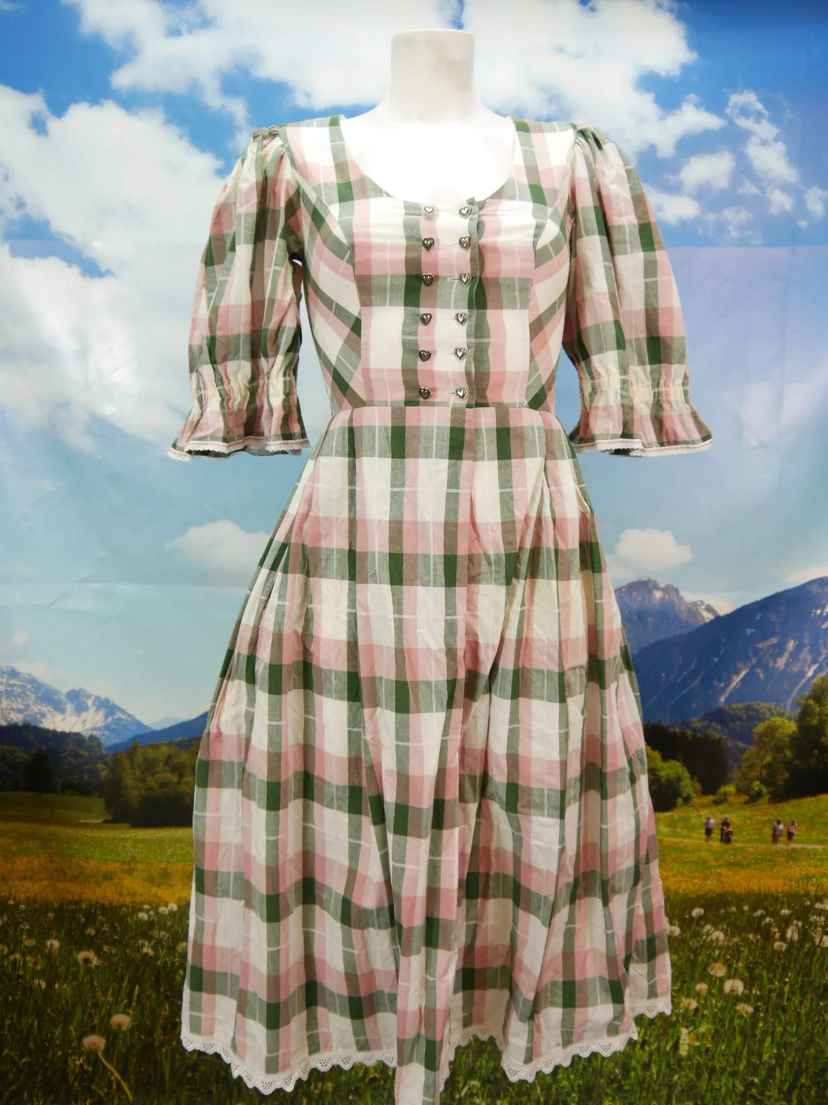 Altenbeurer C&A Baumwolle mit Wienernaht erfrischend Dirndl ohne Schürze Gr.34